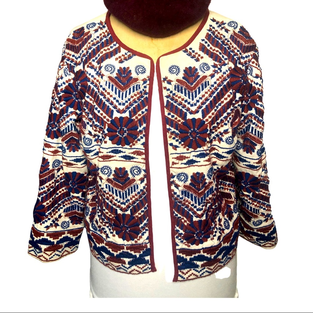 Anthropologie Greenwich Embroidered Jacket / Size M.